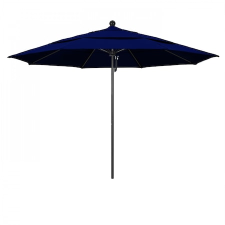 California Umbrella 11' Black Aluminum Market Patio Umbrella, Sunbrella True Blue 194061333488